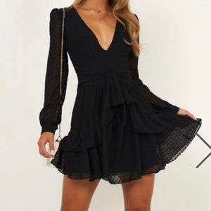Black Showpo Long sleeve polka dot dress